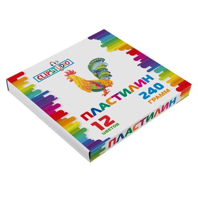 Пластилин 12цв. ClipStudio 240 грамм в картонном выдвижном пенале 