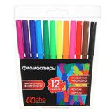Фломастеры 12цветов «ClipStudio» Альфа, большие, смываемые,  ПРЕМИУМ