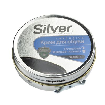 Крем SILVER  для обуви черный в железной банке