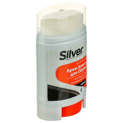 Крем-блеск SILVER  для обуви с винтовым механизмом, чёрный