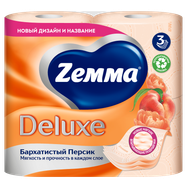 Туалетная бумага «Zemma» DELUXE персик 3 слоя - Мир Продуктов №3