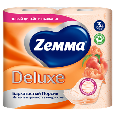 Туалетная бумага «Zemma» DELUXE персик 3 слоя