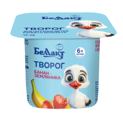 Творог «Беллакт» банан-земляника 4,5%