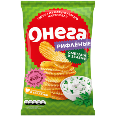 Чипсы рифленые «Онега» сметана-зелень