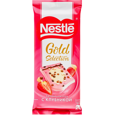 Шоколад белый «Nestle Gold Selection» клубника