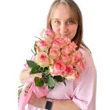 Бело-розовые розы 11штук