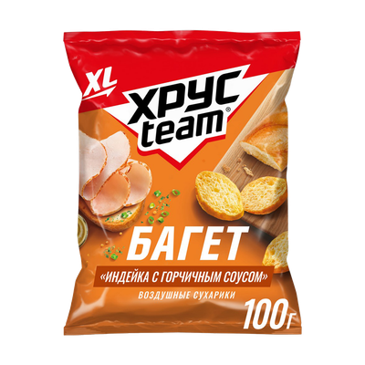 Сухарики пшеничные «Хрусteam Багет» индейка с горчичным соусом