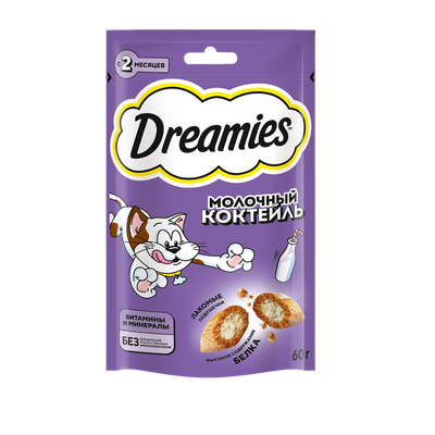 Лакомство Dreamies для взрослых кошек молочный коктейль