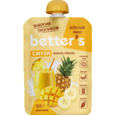 Десерт фруктовый с семенами чиа Better.s смузи ананас-банан