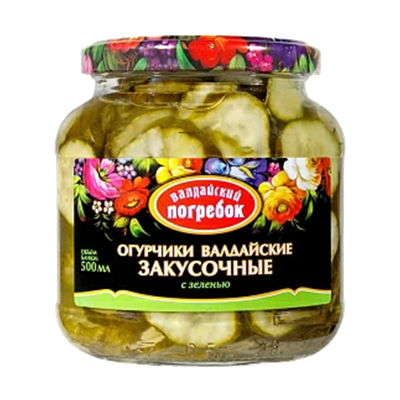 Огурцы закусочные «Валдайский погребок» с зеленью