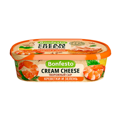 Сыр творожный «CREAM CHEESE» 65% креветки-зелень