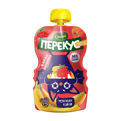 Пюре «Сочный перекус» из яблок-банана-клубники