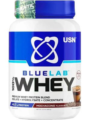 ПРОТЕИН BLUE LAB 100% WHEY  ОТ USN (908 ГР) Англия, МОККАЧИНО 