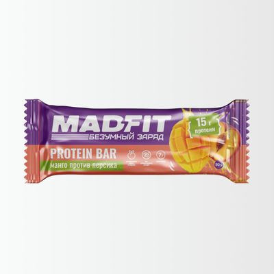 Протеиновый батончик MADFIT, МАНГО ПРОТИВ ПЕРСИКА, 50 г 