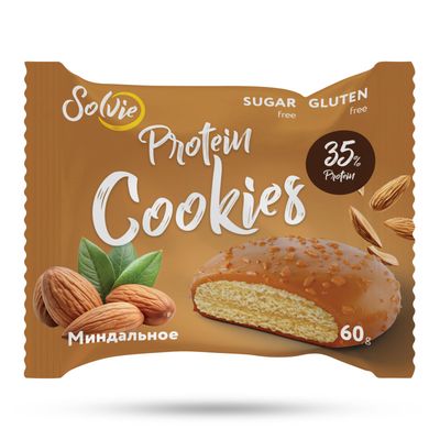 Печенье протеиновое Solvie, Миндальное, 60 г 