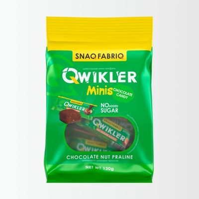 Шоколадный батончик  QWIKLER MINIS Шоколадно-ореховое пралине, 130г 