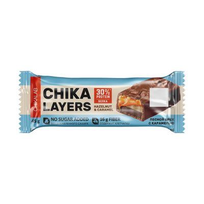 Протеиновый батончик CHIKA LAYERS, ЛЕСНОЙ ОРЕХ С КАРАМЕЛЬЮ, 45 г 