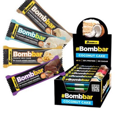 Протеиновые батончики в шоколаде от Bombbar, АССОРТИ №2, 30 шт по 40г 