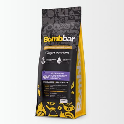 Кофе 60% АРАБИКА - 40% РОБУСТА, BombBar, 1000 г 