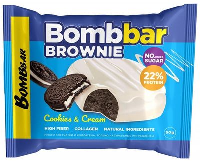 Протеиновый брауни Bombbar 50г ПЕЧЕНЬЕ-КРЕМ 