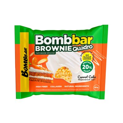 Протеиновый брауни Bombbar 50г МОРКОВНЫЙ ТОРТ  