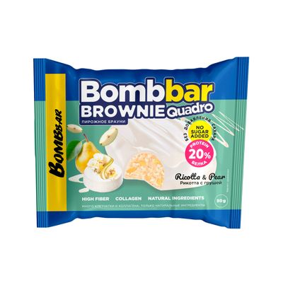 Протеиновый брауни Bombbar 50г РИКОТТА С ГРУШЕЙ 