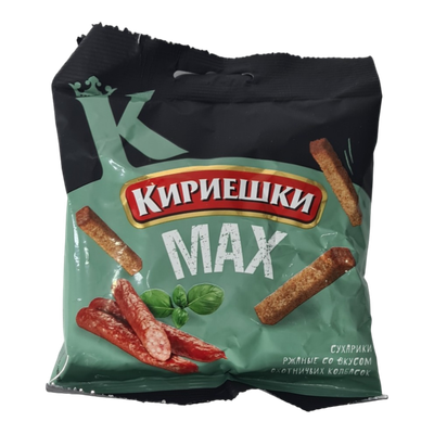 Сухарики ржаные «Кириешки Max» охотничьи колбаски
