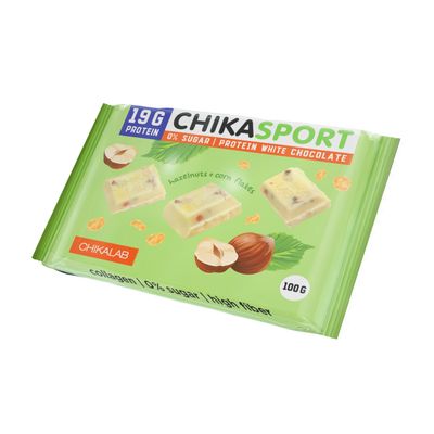 Шоколад ChikaLab Белый с фундуком и кукурузными чипсами