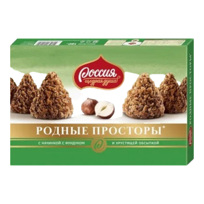 Конфеты «Родные просторы» фундук и хрустящая обсыпка