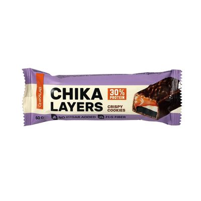 Протеиновый батончик CHIKA LAYERS, ХРУСТЯЩЕЕ ПЕЧЕНЬЕ С ДВОЙНЫМ ШОКОЛАДОМ, 60г 