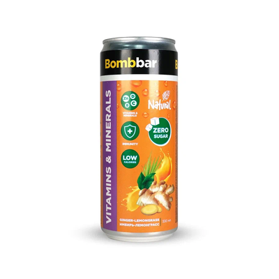 Лимонад с витаминами, Bombbar, ИМБИРЬ-ЛЕМОНГРАСС, 330 мл 