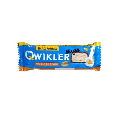Шоколадный батончик без сахара,  QWIKLER Нуга с арахисом, 40г 