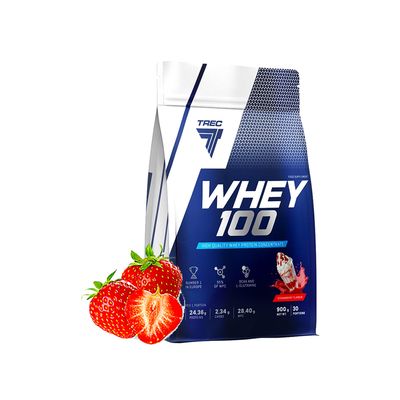 Протеин сывороточный, TREC NUTRITION, КЛУБНИКА, 900 г 