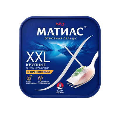 Филе-кусочки отборной сельди Матиас с пряностями крупные в масле