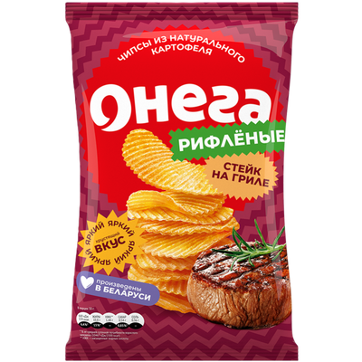Чипсы рифленые «Онега» стейк на гриле