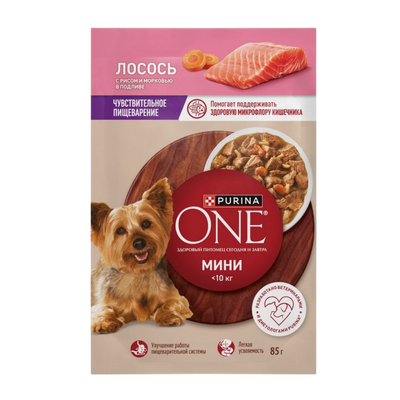Корм для собак Purina ONE лосось с рисом и морковью