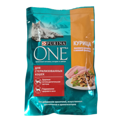 Корм для стерилизованных кошек «Purina One» курица с фасолью