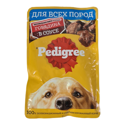 Корм для собак «Pedigree» с говядиной в соусе