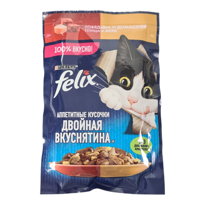 Корм для кошек «Felix» говядина и птица в желе