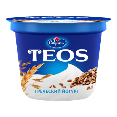 Йогурт «Греческий TEOS» 2% злаки с клетчаткой льна
