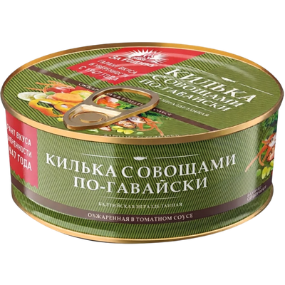 Консервы килька обжаренная с овощами в томатном соусе
