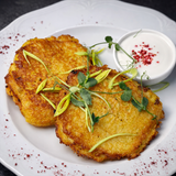 Оладьи картофельные, фаршированные мясом