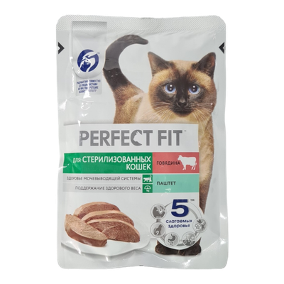 Корм для котов и кошек «Perfect Fit» паштет с говядиной