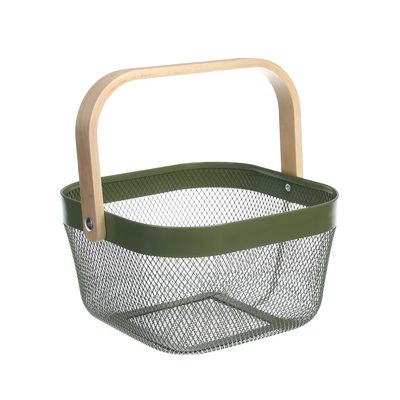 Корзина для хранения тм VETTA Сенса, металл, бамбук, 20,5х20,5х12,5 см, 3 цвета 