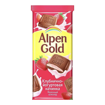Шоколад молочный «Alpen Gold» с клубнично-йогуртовой начинкой