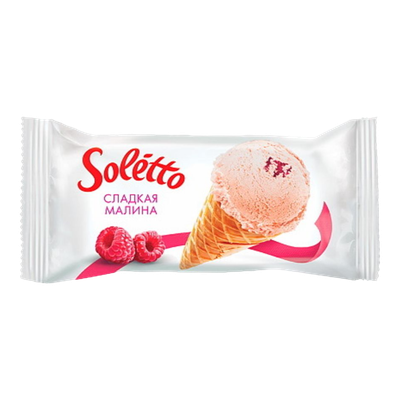 Мороженое «Soletto» сладкая малина в рожке