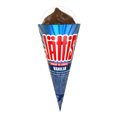 Мороженое «JATTIS Vanilla» пломбир c клубникой в рожке