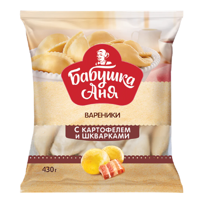 Вареники «Бабушка Аня» с картофелем и шкварками