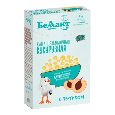 Каша безмолочная «Беллакт» кукурузная с персиком с 5 месяцев