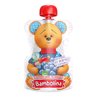 Пюре «Bambolina» яблоко-голубика с 5 месяцев